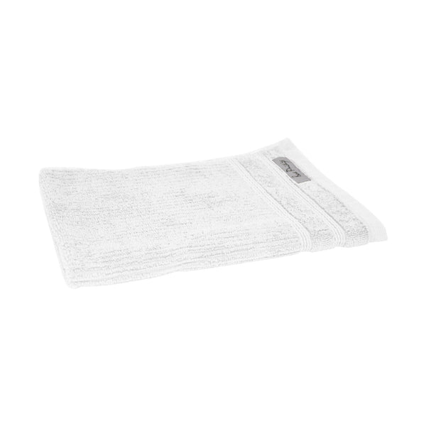 alt="An elegantly folded premium white hand towel, showcasing its minimal and soft details"