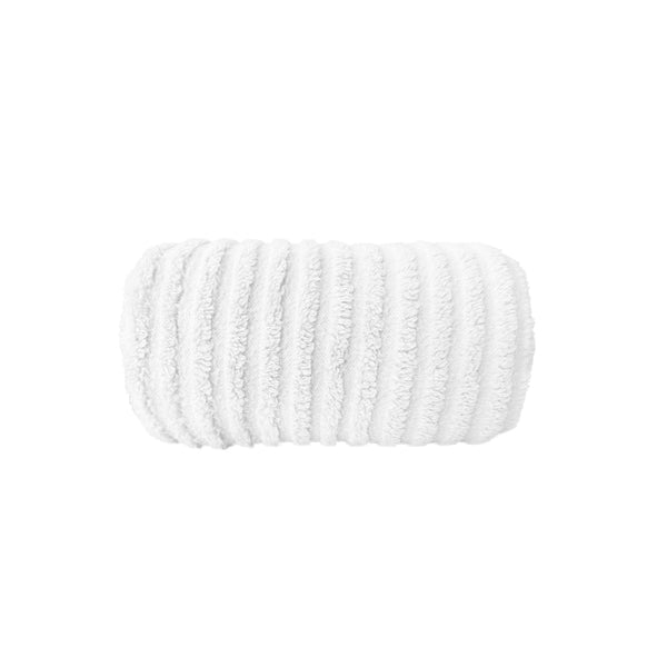 The white Bas Phillips Haven Sherpa Ribbed Blanket, a warm and cosy addition to your queen-sized bed.