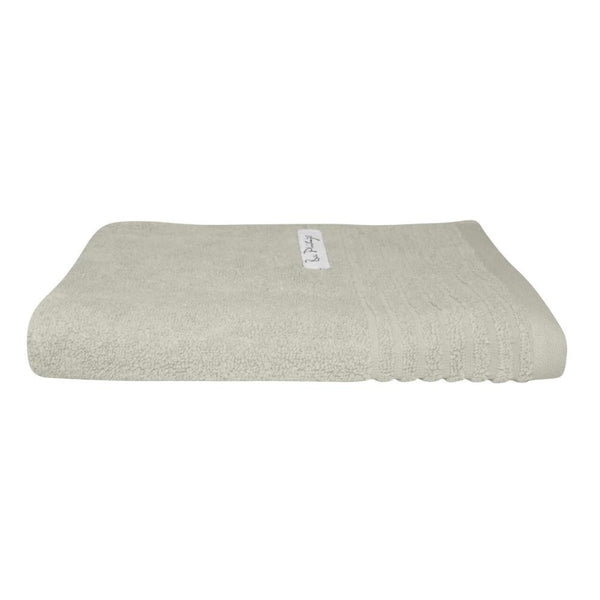 alt="An elegantly folded premium oatmeal hand towel, showcasing its minimal and soft details"