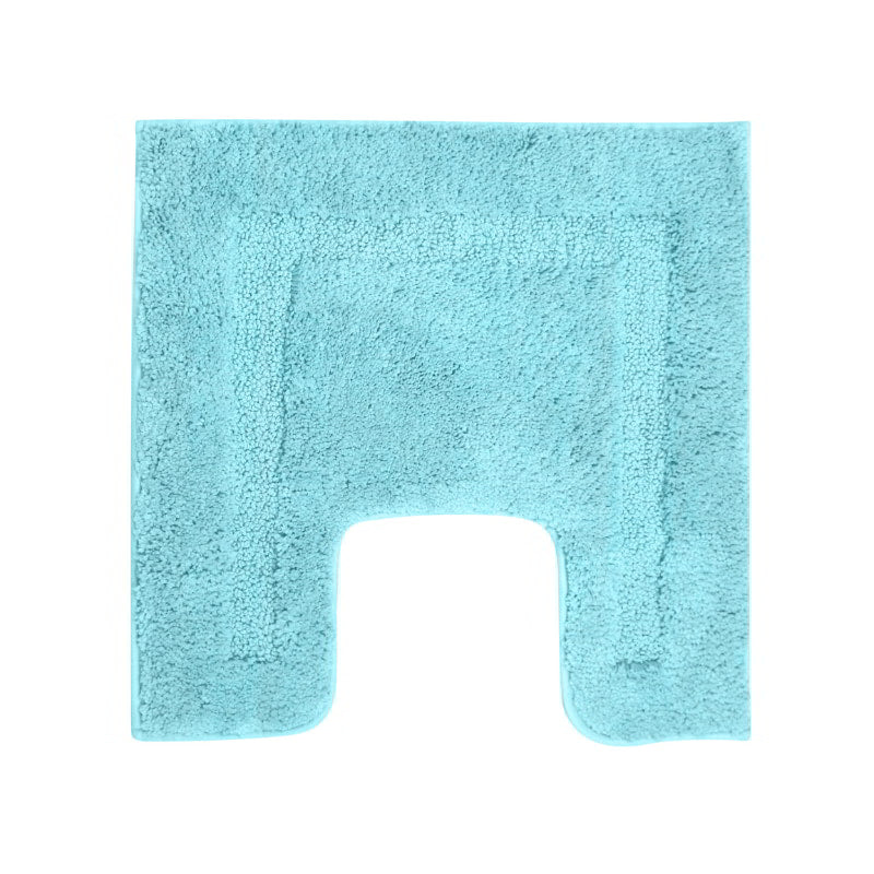 alt="An actual picture of microfibre contour bath mat in ocean colour, showcasing its minimalistic design and inviting softness."