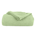 al="A green  Cotton Blanket featuring its luxuriously soft and resilient Cotton with added polyester."