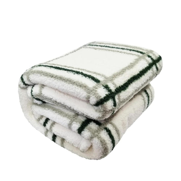 Stylish blanket with a multi-coloured printed check design, perfect for snuggling on chilly nights.