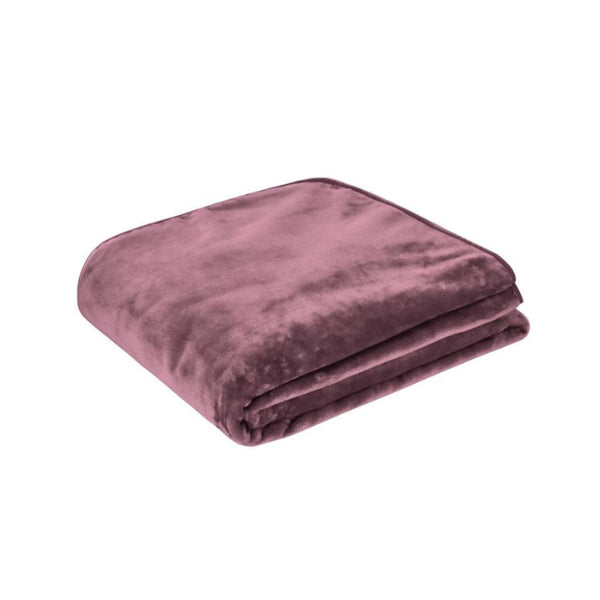 Luxurious faux fur mink blanket folded on purple colour, 600gsm polyester for warmth, diverse colour options for winter decor.