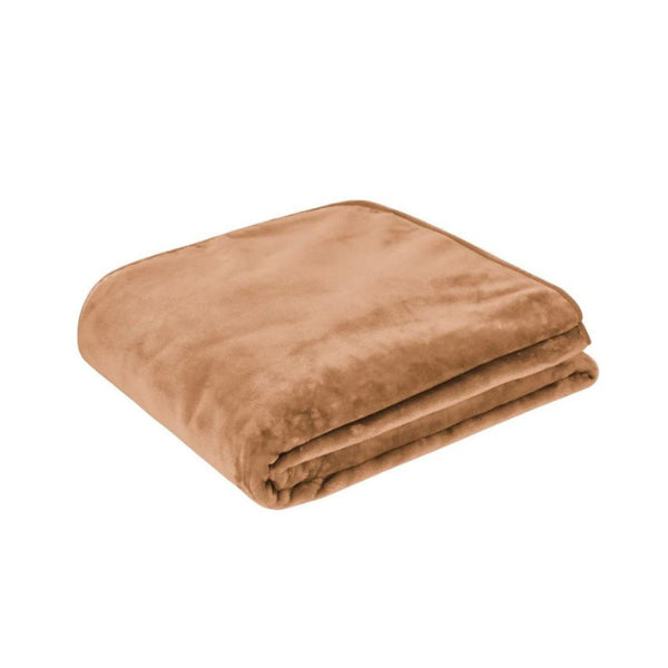 Luxurious faux fur mink blanket folded on brown colour, 600gsm polyester for warmth, diverse colour options for winter decor.
