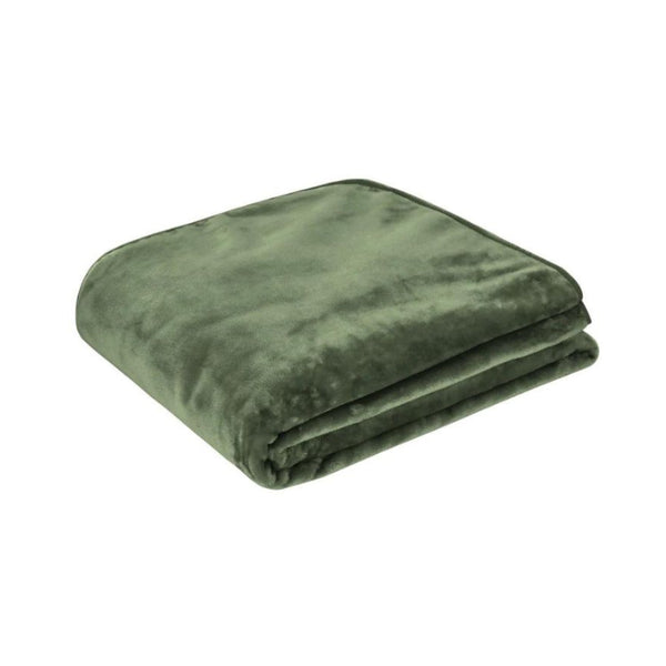Luxurious faux fur mink blanket folded on green colour, 600gsm polyester for warmth, diverse colour options for winter decor.