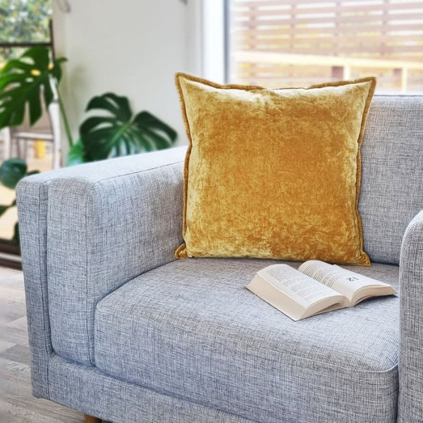 Veronica Cushion in premium cotton crushed velvet, adding sophistication to any room.