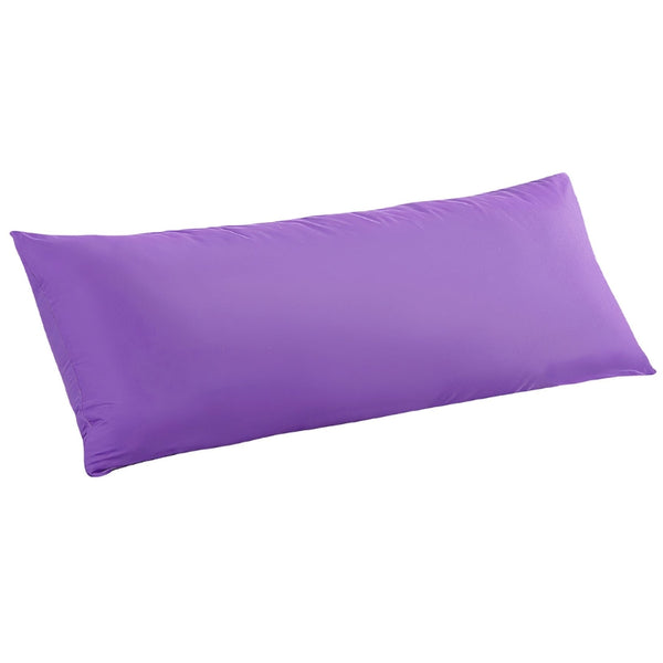 alt="Hypoallergenic and naturally anti bacterial purple body pillowcase crafted from a soft 100% polyester"