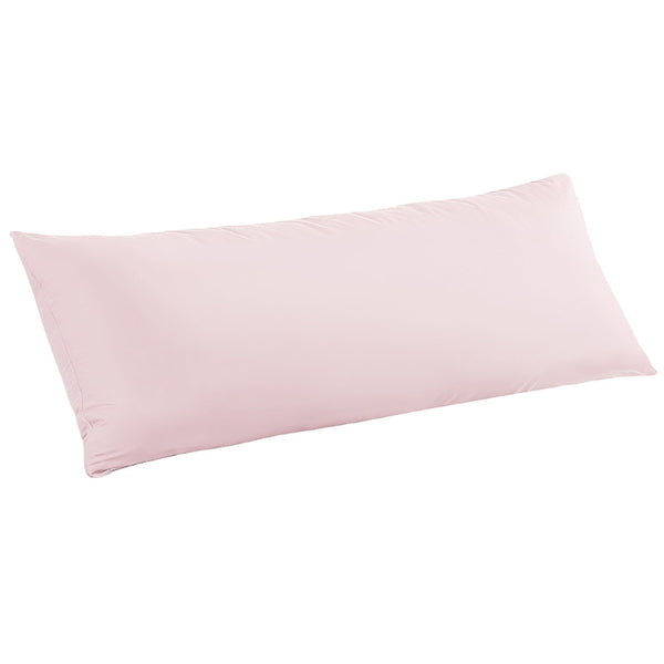 alt="Hypoallergenic and naturally anti bacterial pink body pillowcase crafted from a soft 100% polyester"
