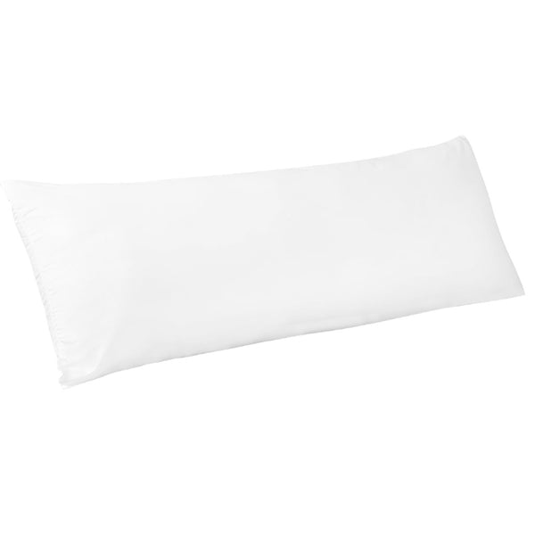 alt="Hypoallergenic and naturally anti bacterial white body pillowcase crafted from a soft 100% polyester"
