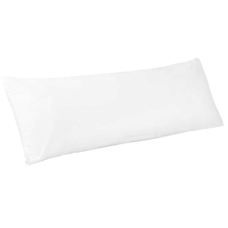 alt="Hypoallergenic and naturally anti bacterial white body pillowcase crafted from a soft 100% polyester"