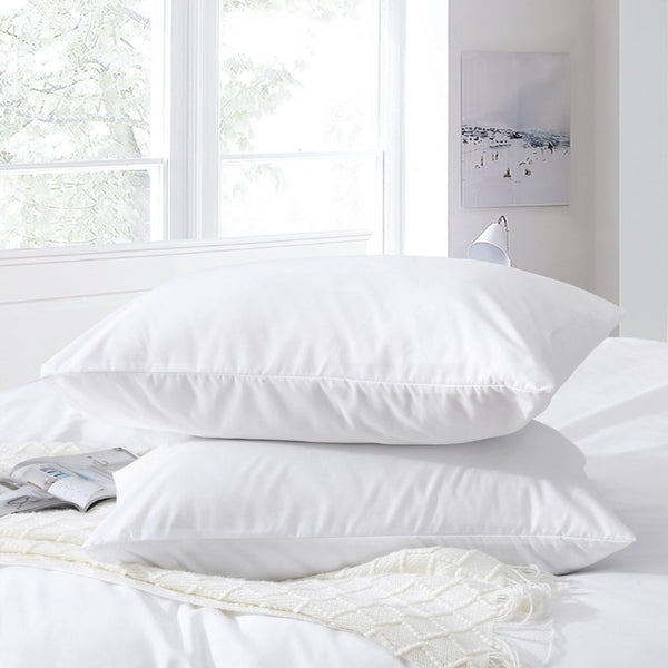 alt="Hypoallergenic and naturally anti bacterial white queen pillowcase crafted from a soft 100% polyester"