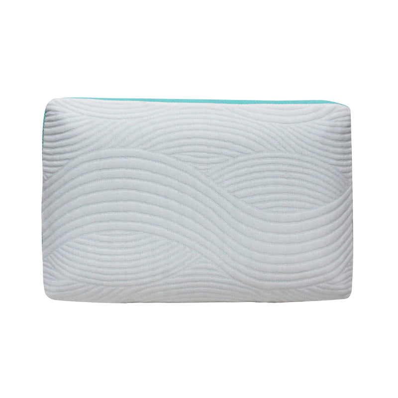 alt="Front details of a lotus infused memory foam pillow"