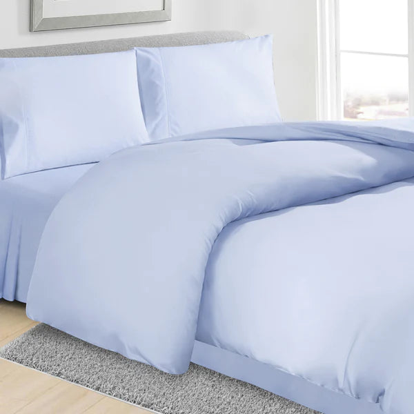 Linenova Cotton Blend Light Blue Quilt Cover Set