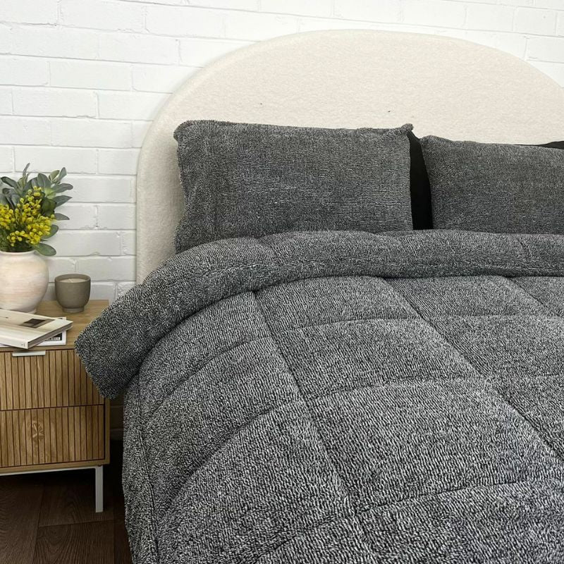 Morgan and Reid Black White Snuggle Fleece Comforter Set