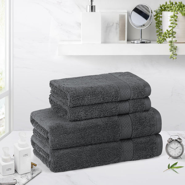 Linenova Cotton Hand Towels and Face Washers 4 Pack