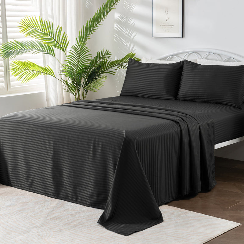 Linenova Brushed Microfibre Striped Bed Sheet Set