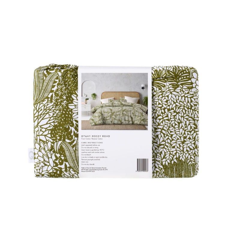 Accessorize Otway Washed Cotton Moss Green Quilt Cover Set (6721295417388)