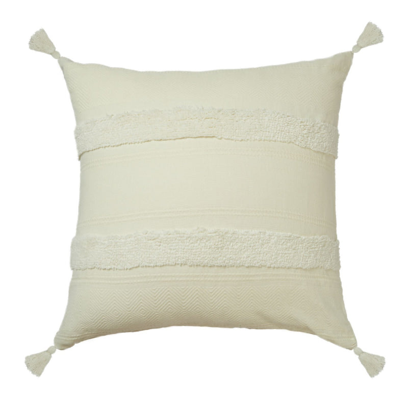 Accessorize Indra Off White 65x65cm Tassel European Cushion (6719181160492)