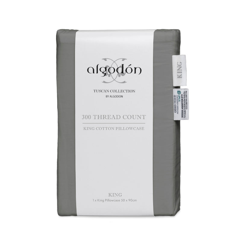 Algodon 300 Thread Count Cotton Charcoal King Pillowcase