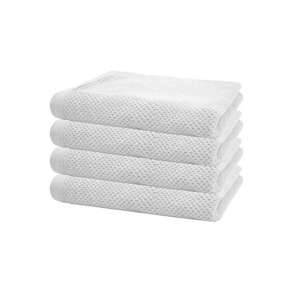 alt="Four beautiful, soft white cotton hand towels"