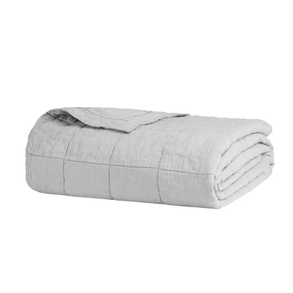 Bambury French Flax Linen Silver Quilted Coverlet (6620264038444)