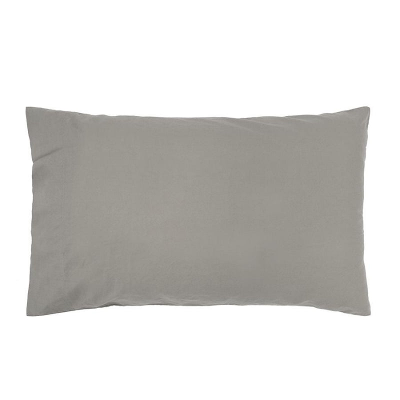 alt="Grey plain organic cotton pillowcase"