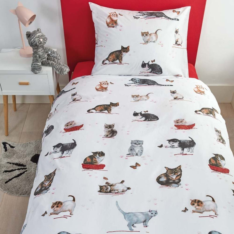 Bedding House Cute Cats Multi Cotton Quilt Cover Set (6831081422892)