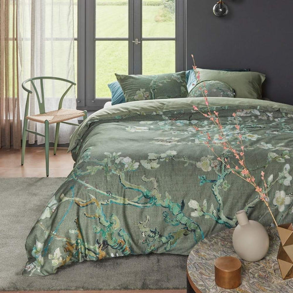 Bedding House Van Gogh Blossoming Green Cotton Sateen Quilt Cover Set (6831069102124)