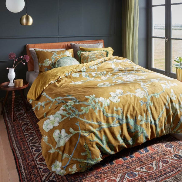 Bedding House Van Gogh Blossoming Ochre Cotton Sateen Quilt Cover Set (6831070937132)