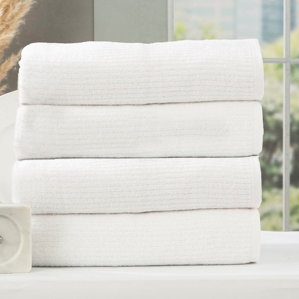 Renee Taylor Cobblestone 4 Piece White Bath Towel (6624901267500)