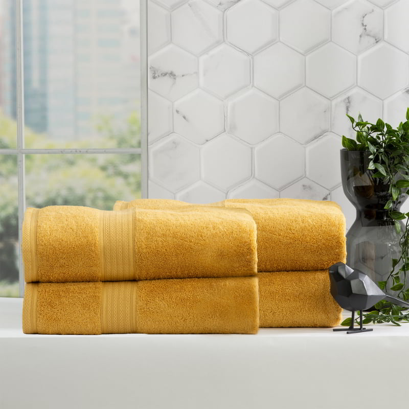 Renee Taylor Stella 4 Piece Mustard Bath Towel Pack Australia