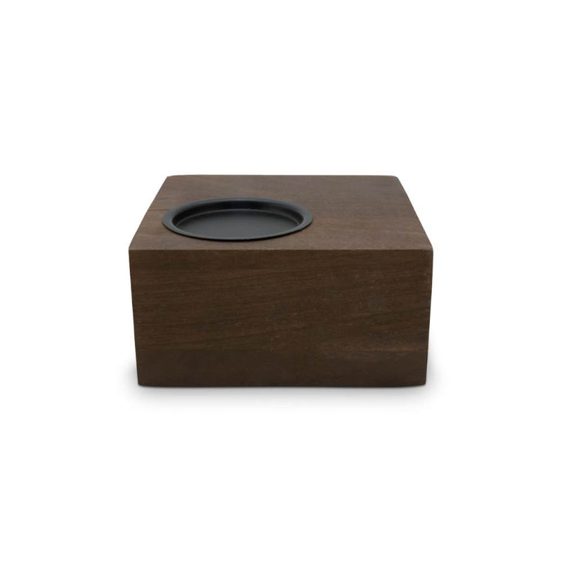 VTWonen Brown Square Reversible Candle Block Holder with Black Cups (6841864060972)