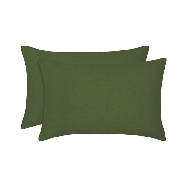 Vintage Design French Linen Olive Standard Pillowcases Set of 2 (6991606677548)