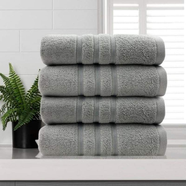 Amor Classic Dobby Stripe Super Soft Premium Cotton Silver Face Washer 4 Pack (6976097452076)