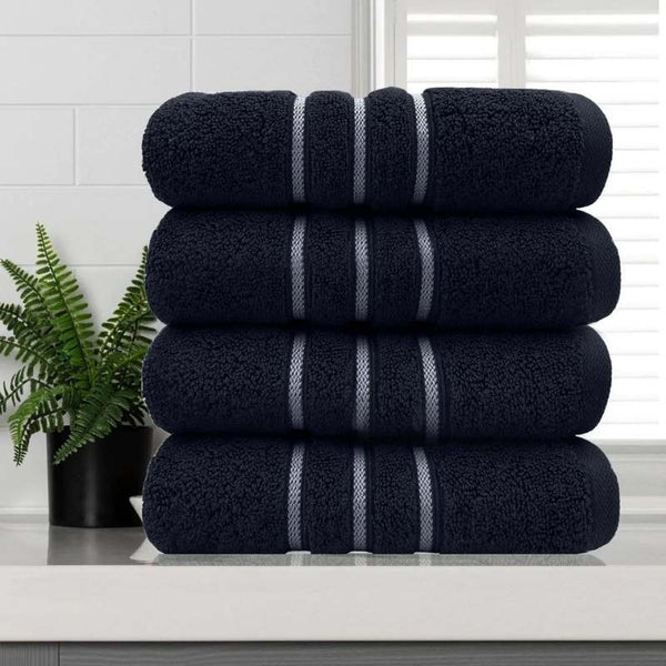 Amor Classic Dobby Stripe Super Soft Premium Cotton Sailor Blue Hand Towel 4 Pack (6980446355500)