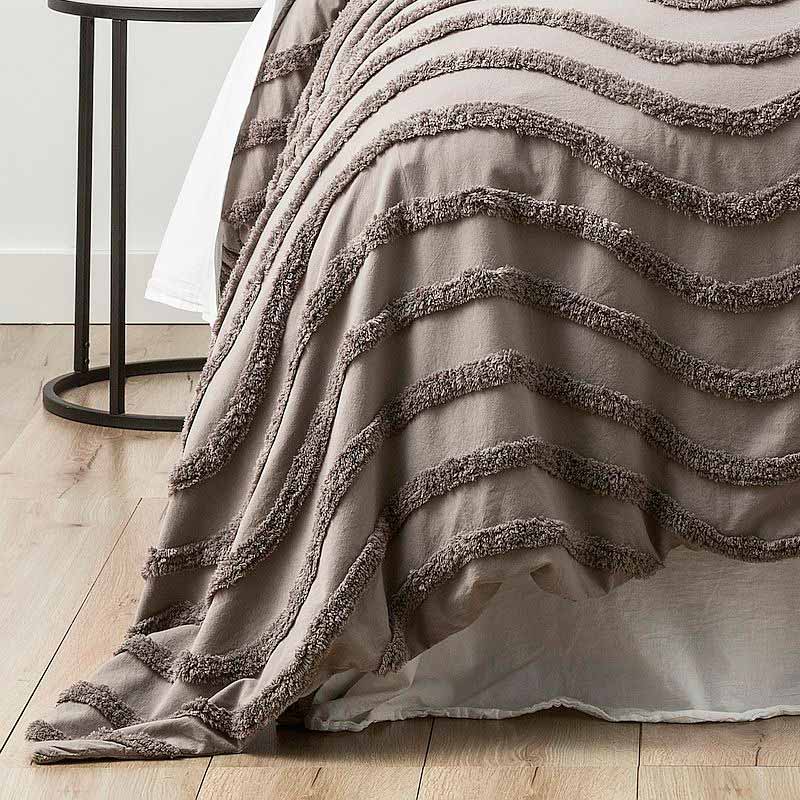 Cloud Linen Wave Cotton Chenille Taupe Grey Vintage Washed Quilt Cover Set - Manchester Factory (5407102205996)