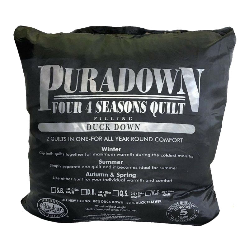 Puradown 4 Seasons 80 Duck Down 20 Duck Feather Quilt Australia