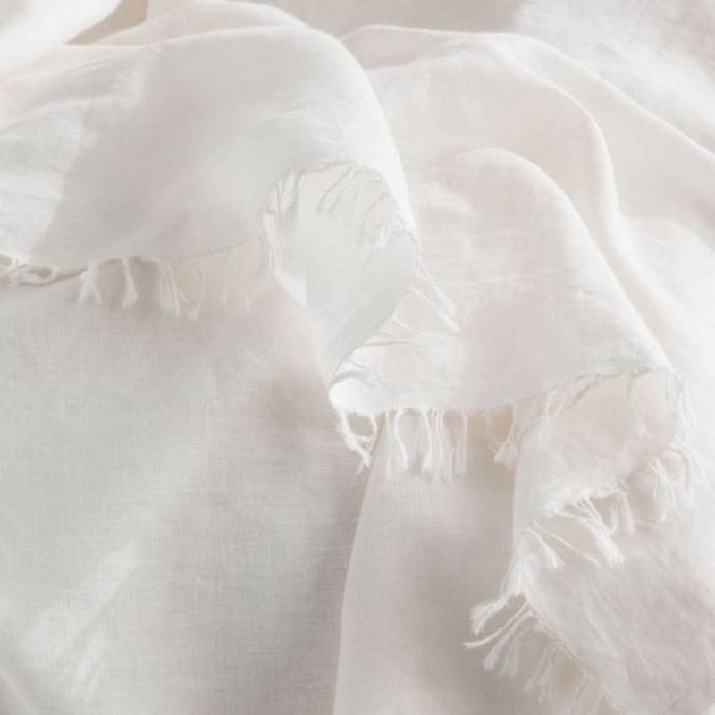 Renee Taylor Cavallo Washed French Linen White Throw