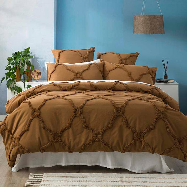 Renee Taylor Moroccan Cotton Chenille Wood Quilt Cover Set (6563470671916)