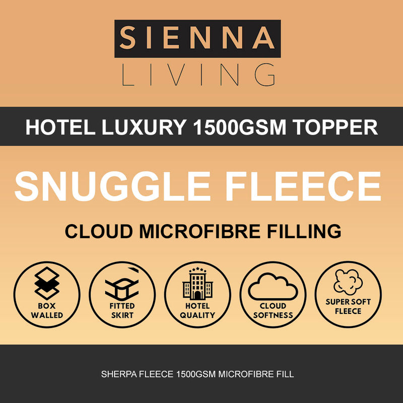 Sienna Living Hotel Snuggle Fleece 1500GSM Mattress Topper