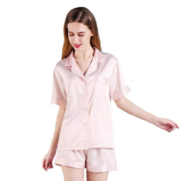 Softouch Super Soft Satin Short Blush Pajama Set (6985779576876)