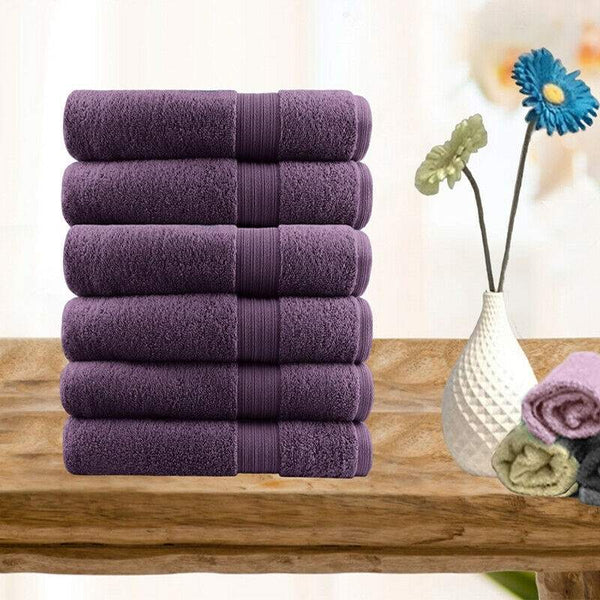 Softouch Ultra Light Quick Dry Premium Cotton 6 Piece Aubergine Face Washer Pack (6985822273580)