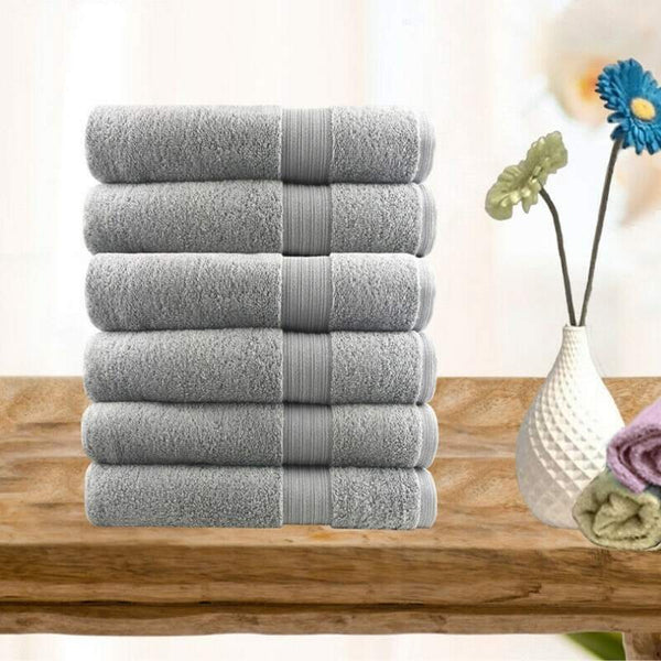 Softouch Ultra Light Quick Dry Premium Cotton 6 Piece Silver Face Washer Pack (6985827516460)