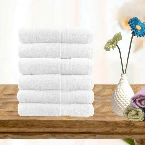 Softouch Ultra Light Quick Dry Premium Cotton 6 Piece White Hand Towel Pack (6985849995308)