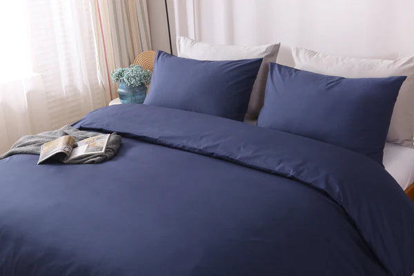 Linenova Cotton Blend Navy Quilt Cover Set