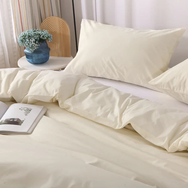 Linenova Cotton Blend Cream Quilt Cover Set