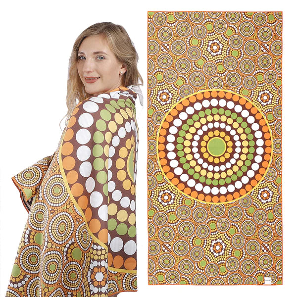 Linenova Sand Free Double Sided Round Pattern Printed Beach Towel