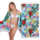 Linenova Cotton Velour Reactive Nautical Stripe Printed Beach Towel