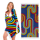 Linenova Cotton Velour Reactive Nautical Stripe Printed Beach Towel