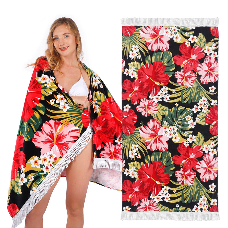 Linenova Cotton Velour Reactive Nautical Stripe Printed Beach Towel